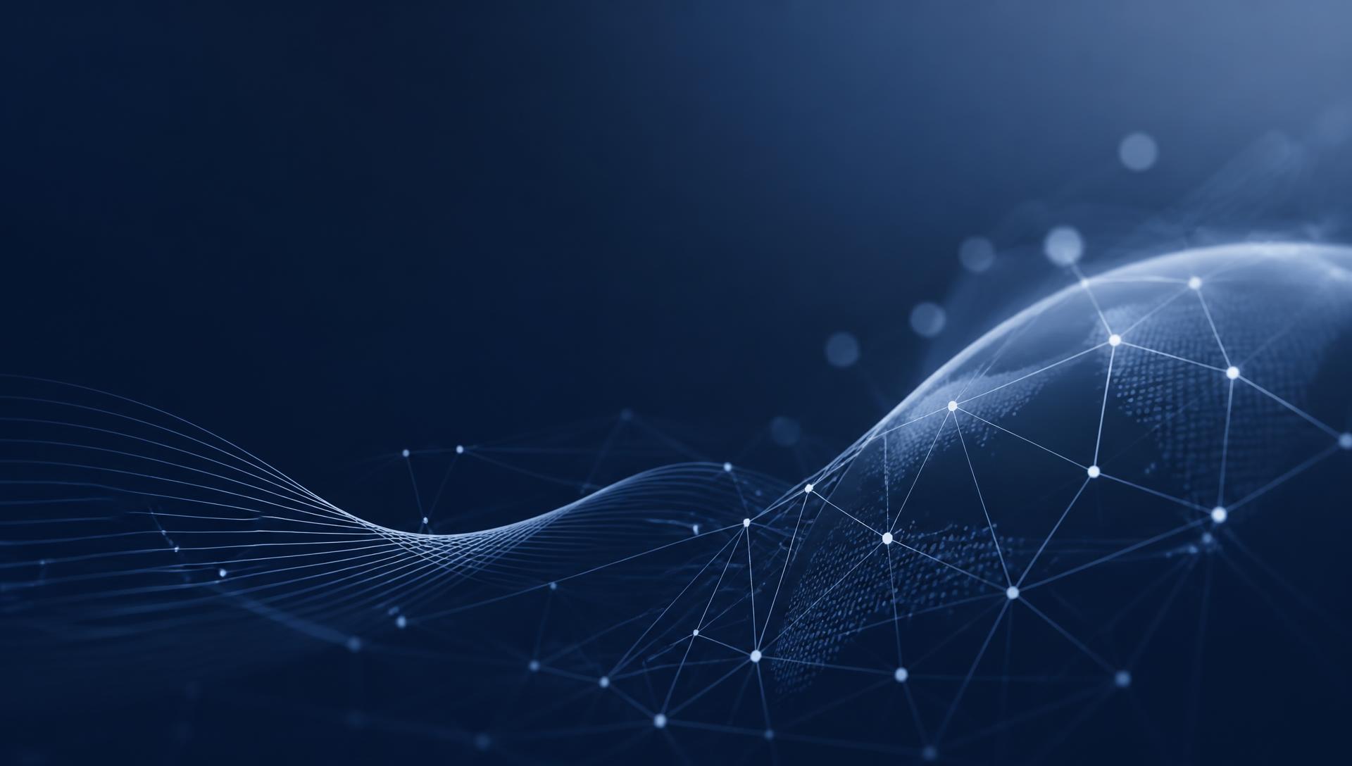Abstract network infrastructure visualization representing IT transformation
